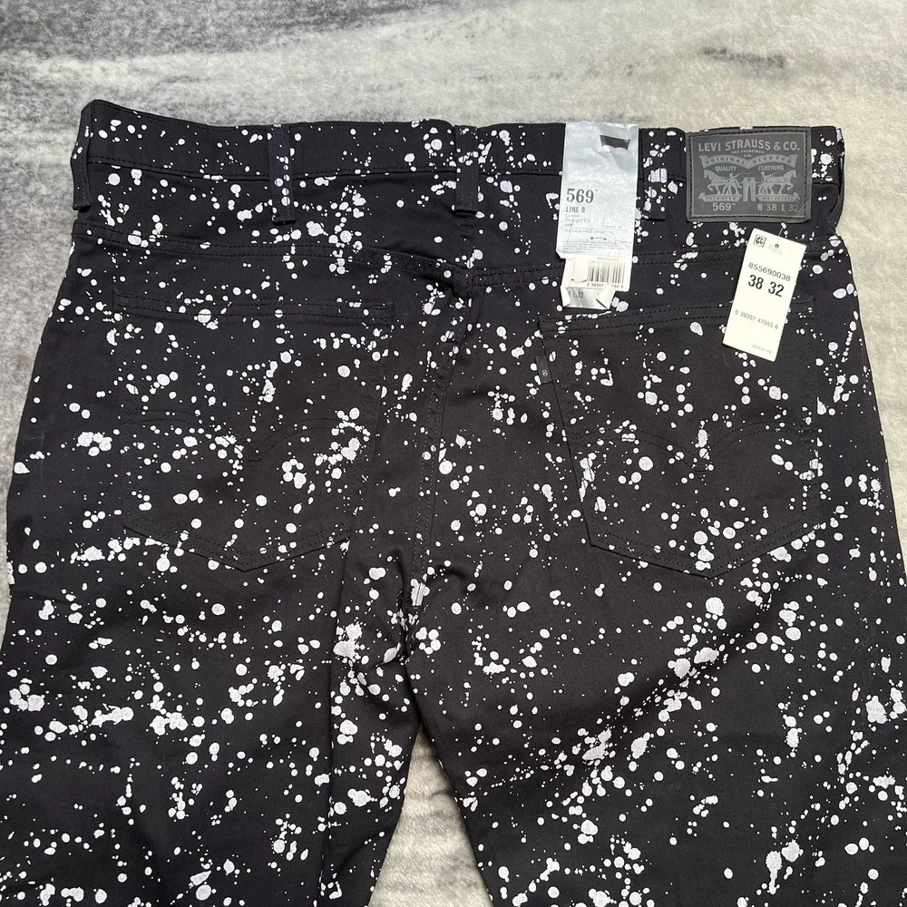 NWT Levi's Men's 569 Loose Straight Fit Line 8 Twill Pant Black Paint 38x32